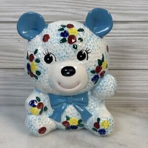 Vintage Blue Baby Teddy Bear Planter Vase Napco Kitsch~Japan